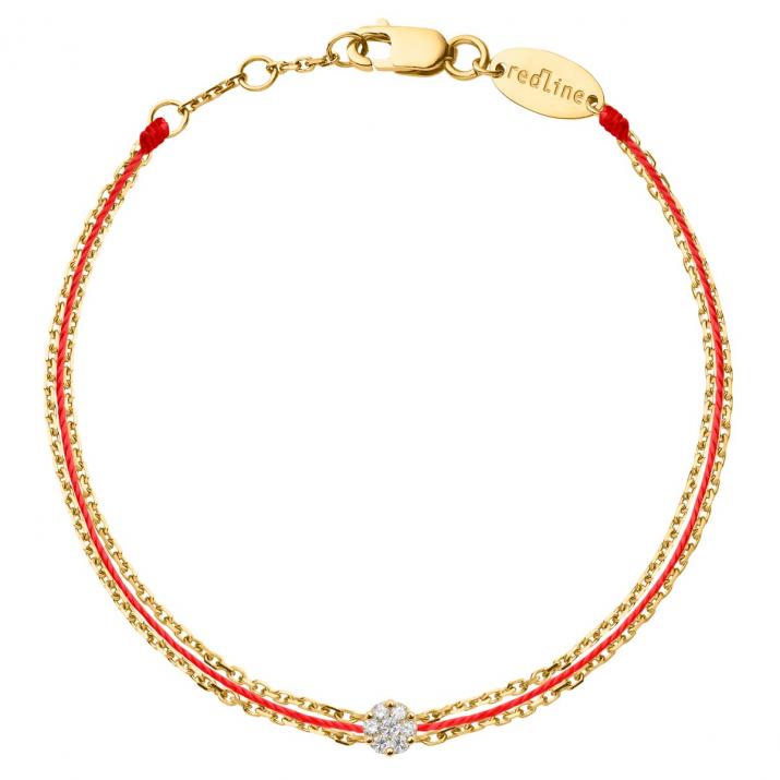 String Bracelet For Women with 0.05ct Round Diamond in Yellow Gold Cluster Setting - Redline