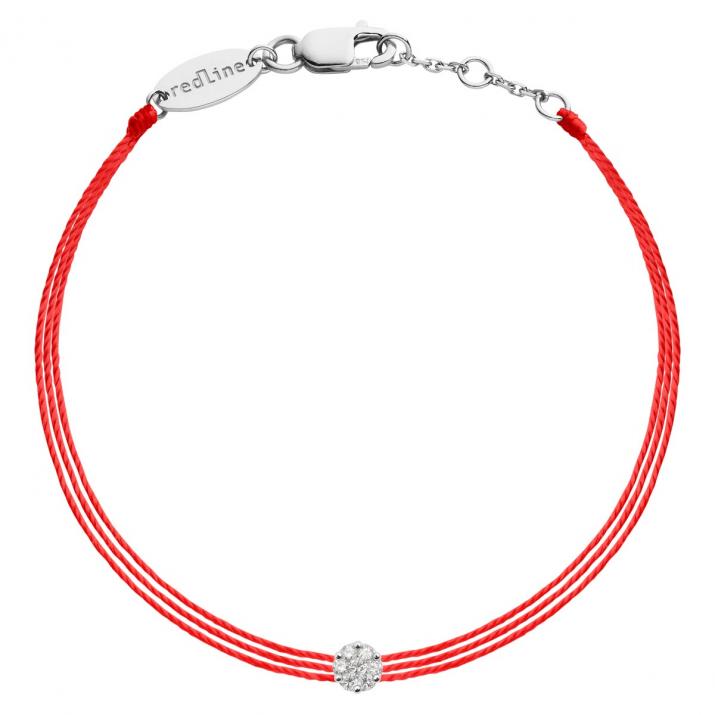 Multistring Bracelet For Women with 0.05ct Round Diamond in White Gold Cluster Setting - Redline - 0++