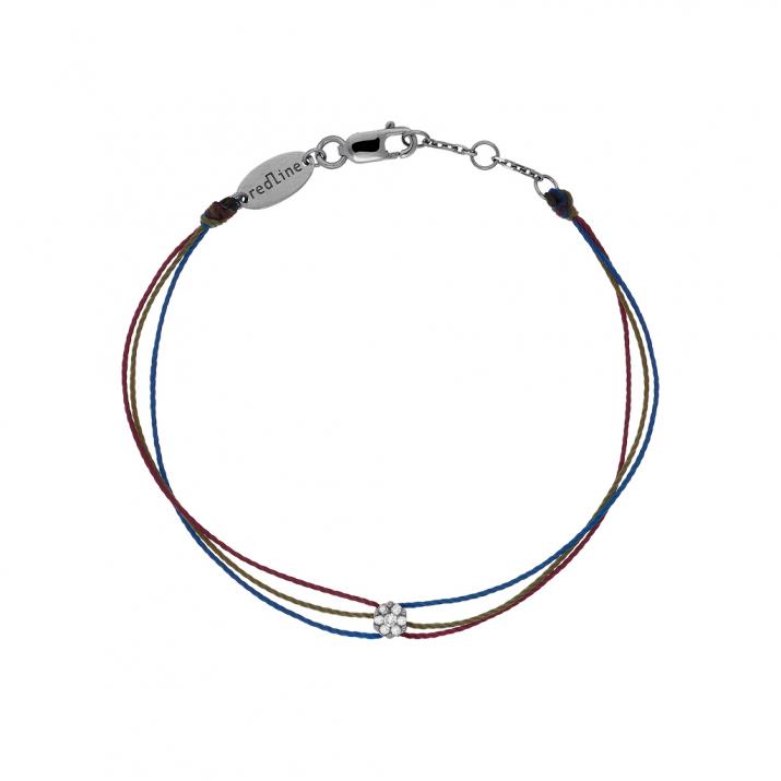 Multistring Bracelet For Women with 0.05ct Round Diamond in Black Gold Cluster Setting - Redline - 0++