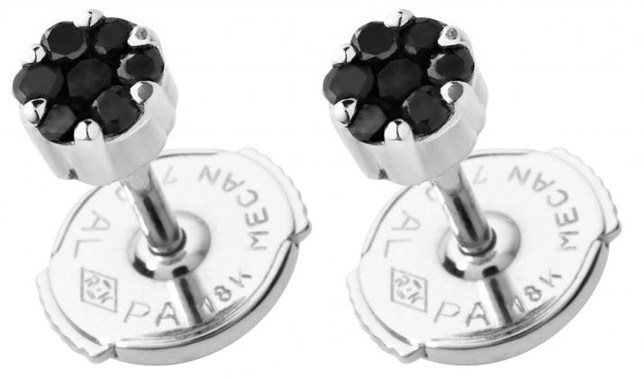 Серьги из белого золота 18K, чёрные бриллианты 0,10 карата - Redline - 0++