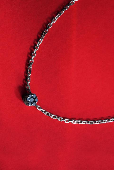 Chain Bracelet For Men with 0.05ct Round Black Diamond in Black Gold Cluster Setting - Redline - 0++