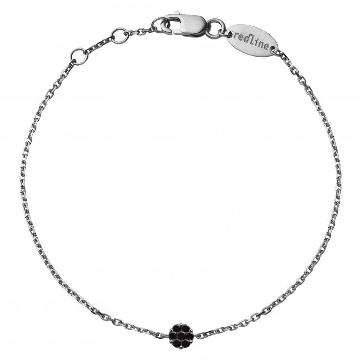 Chain Bracelet For Men with 0.05ct Round Black Diamond in Black Gold Cluster Setting - Redline - 0++