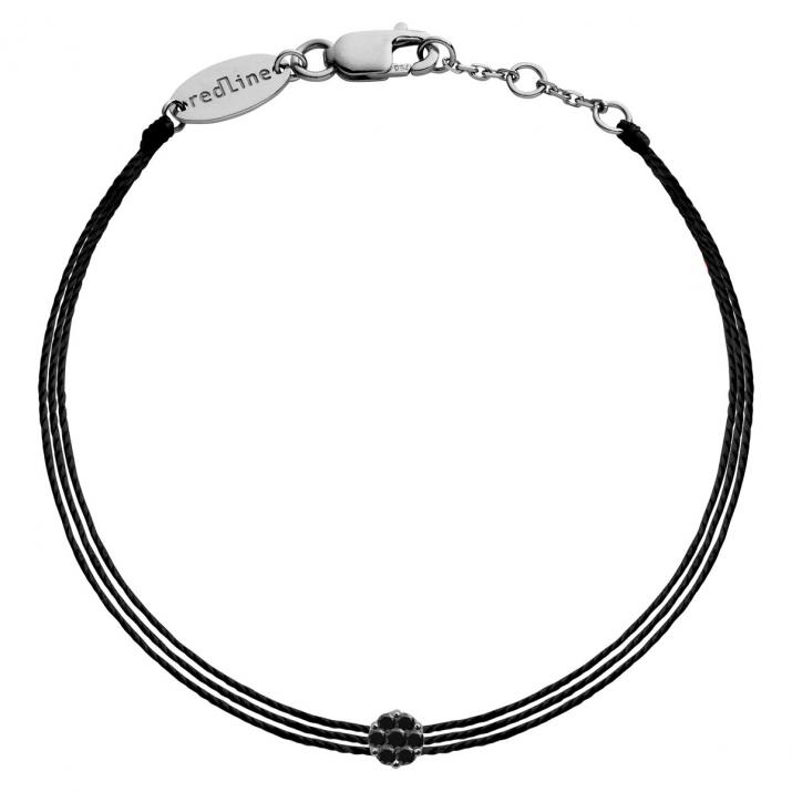 Multistring Bracelet For Men with 0.05ct Round Black Diamond in Black Gold Cluster Setting - Redline