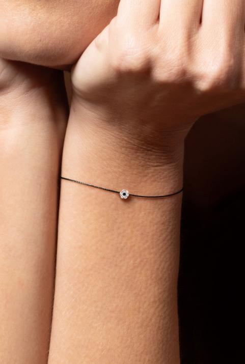 String Bracelet For Women with 0.06ct Round Diamond in Rose Gold Cluster Setting - Redline - 0++