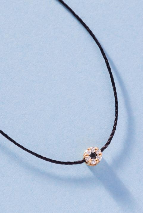String Necklace For Women with 0.06ct Round Diamond in Rose Gold Cluster Setting - Redline - 0++