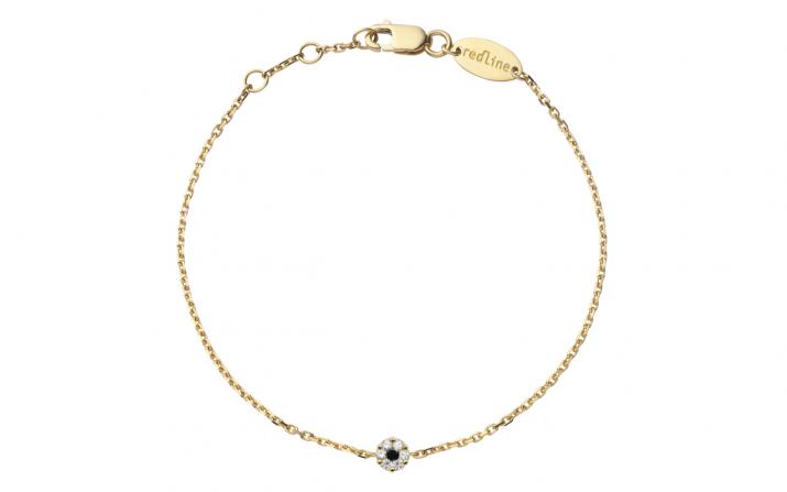 Chain Bracelet For Women with 0.06ct Round Diamond in Yellow Gold Cluster Setting - Redline - 0++