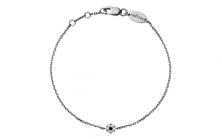 Chain Bracelet For Women with 0.06ct Round Diamond in Black Gold Cluster Setting - Redline - 0++