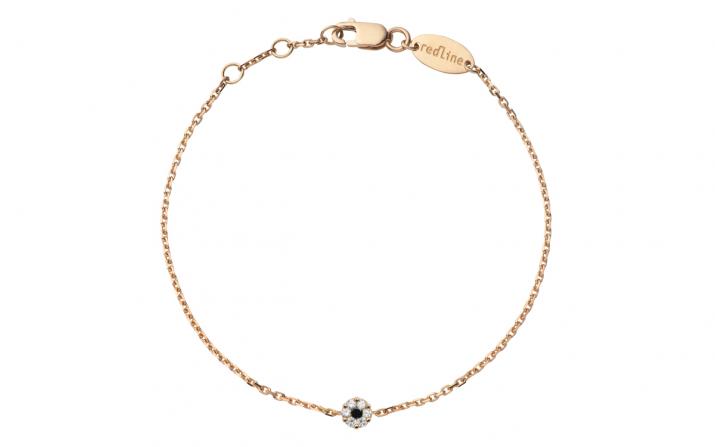 Chain Bracelet For Women with 0.06ct Round Diamond in Rose Gold Cluster Setting - Redline - 0++