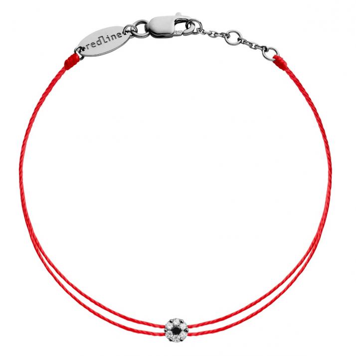 Twin Strings Bracelet For Women with 0.06ct Round Black Diamond in Black Gold Cluster Setting - Redline