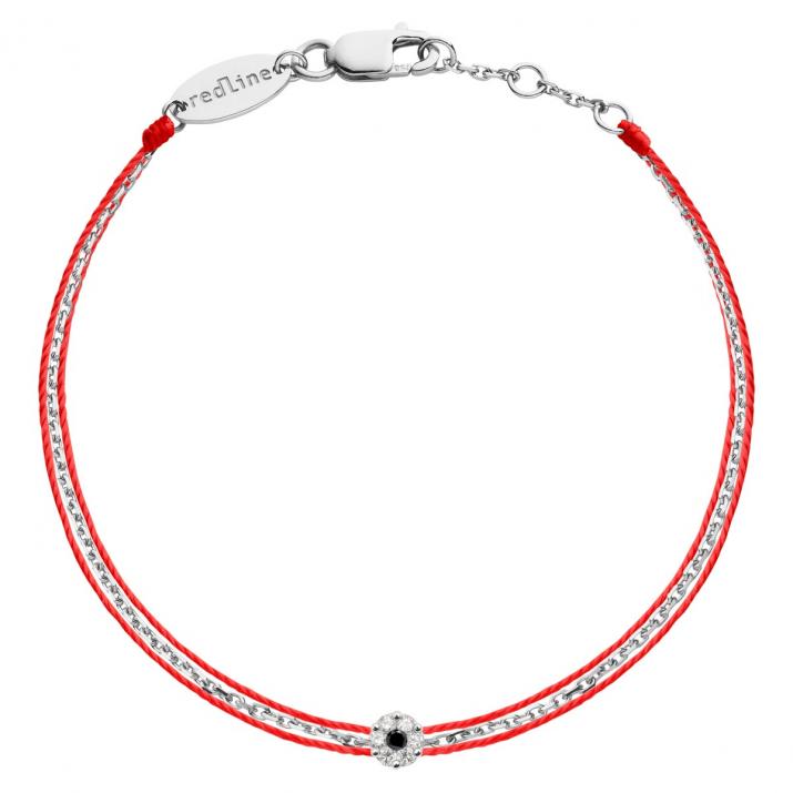 Twin Strings Bracelet For Women with 0.06ct Round Diamond in White Gold Cluster Setting - Redline - 0++