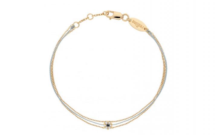 String Bracelet For Women with 0.06ct Round Diamond in Yellow Gold Cluster Setting - Redline