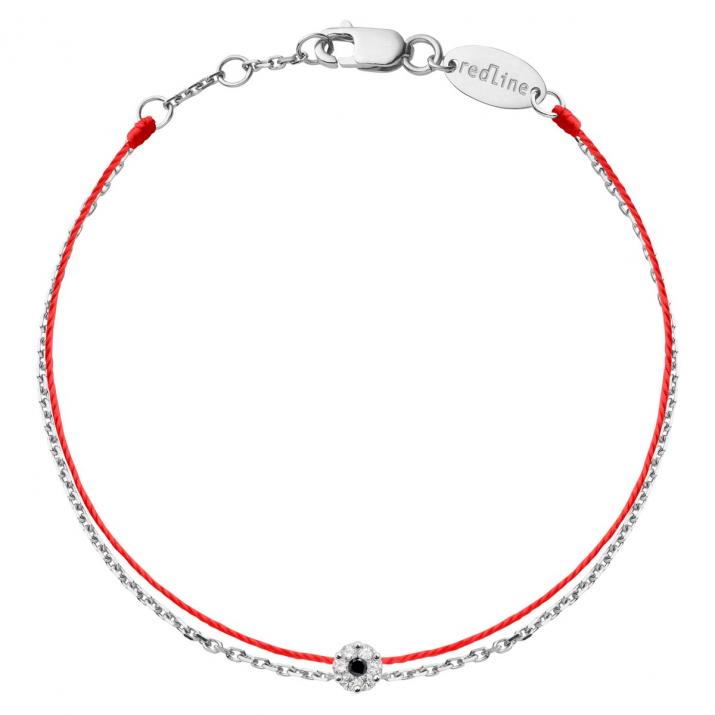 String Bracelet For Women with 0.06ct Round Diamond in White Gold Cluster Setting - Redline - 0++