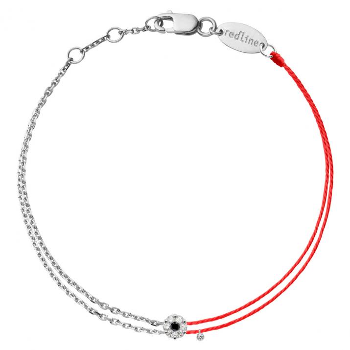 String-Chain Bracelet For Women with 0.07ct Round Diamond in White Gold Cluster Setting - Redline - 0++