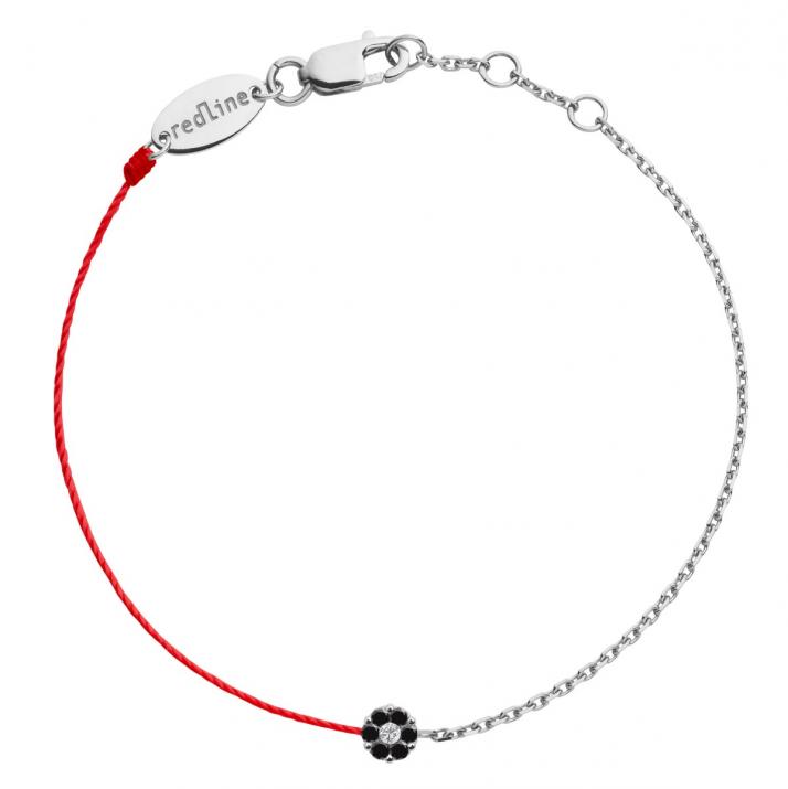 String-Chain Bracelet For Women with 0.06ct Round Diamond in White Gold Cluster Setting - Redline - 0++