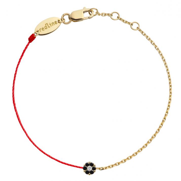 String-Chain Bracelet For Women with 0.06ct Round Diamond in Yellow Gold Cluster Setting - Redline - 0++