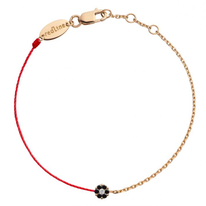String-Chain Bracelet For Women with 0.06ct Round Diamond in Rose Gold Cluster Setting - Redline - 0++