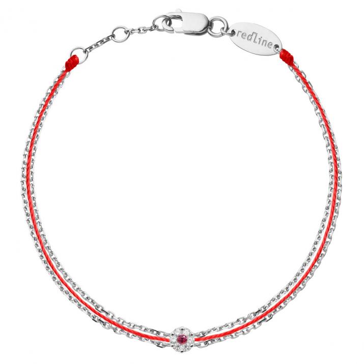 String Bracelet For Women with 0.05ct Round Diamond in White Gold Cluster Setting - Redline