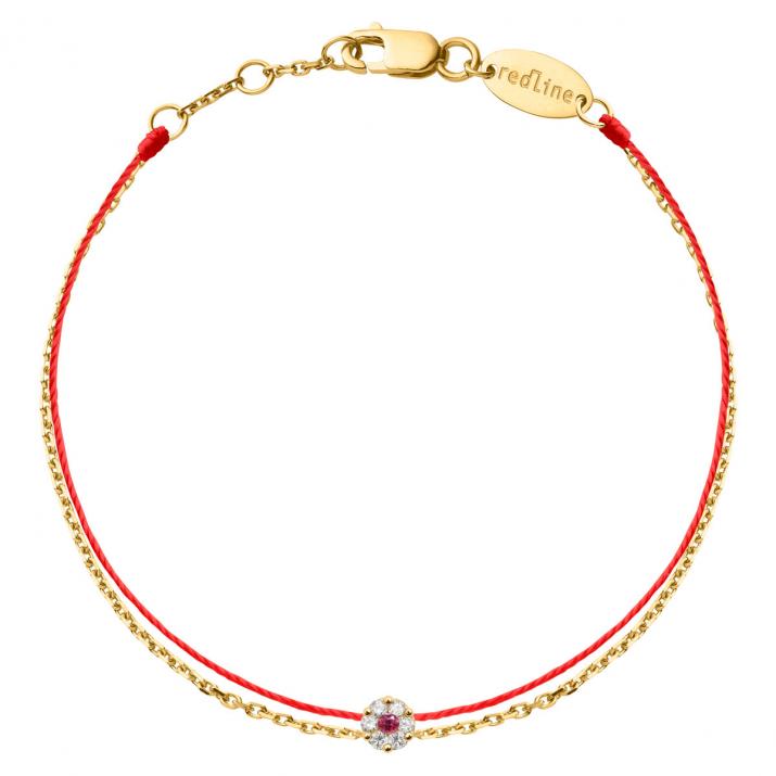 String Bracelet For Women with 0.05ct Round Diamond in Yellow Gold Cluster Setting - Redline - 0++