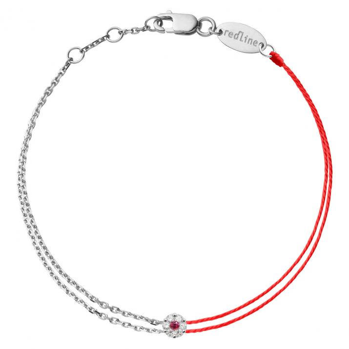 String Bracelet For Women with 0.05ct Round Diamond in White Gold Cluster Setting - Redline - 0++