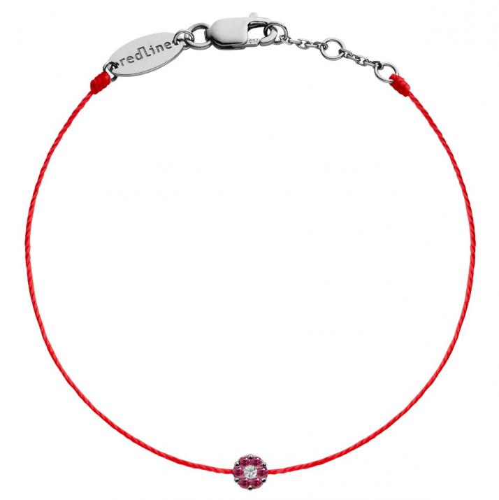 String Bracelet For Women with 0.01ct Round Diamond in Black Gold Cluster Setting - Redline - 0++