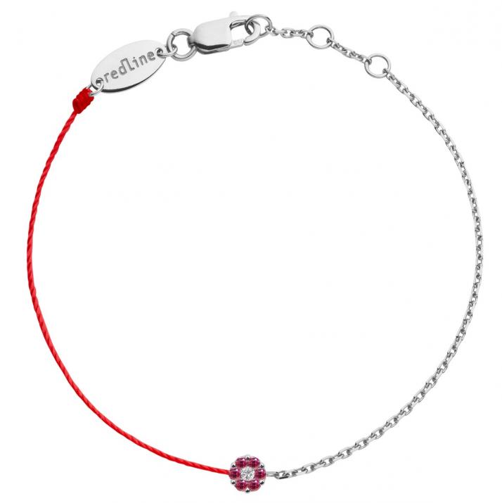 String-Chain Bracelet For Women with 0.01ct Round Diamond in White Gold Cluster Setting - Redline