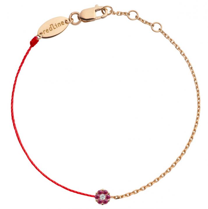 String-Chain Bracelet For Women with 0.01ct Round Diamond in Rose Gold Cluster Setting - Redline