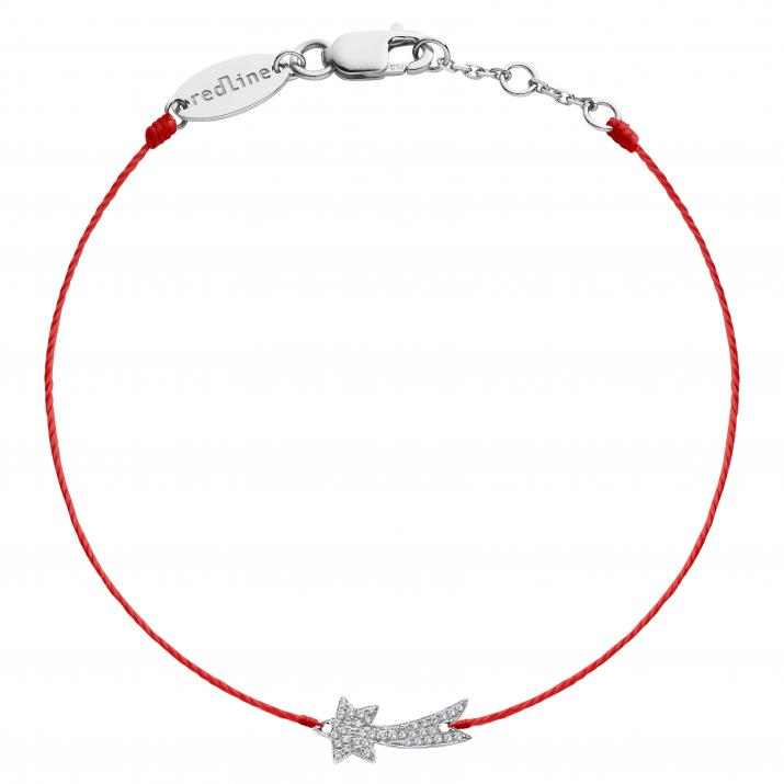 String Bracelet For Women with 0.079ct Round Diamond in White Gold Pavé Setting - Redline
