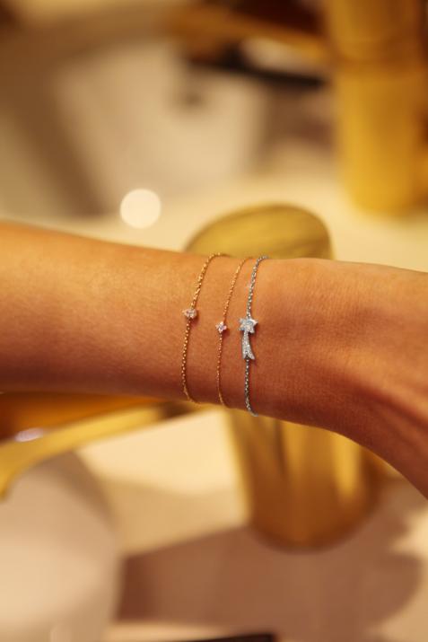 Chain Bracelet For Women with 0.079ct Round Diamond in White Gold Pavé Setting - Redline - 0++