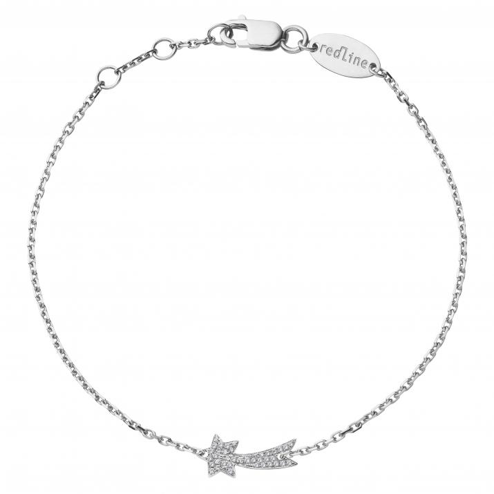 Chain Bracelet For Women with 0.079ct Round Diamond in White Gold Pavé Setting - Redline - 0++