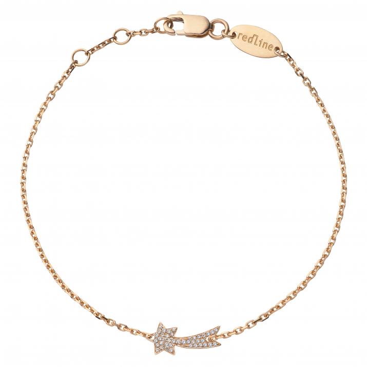Chain Bracelet For Women with 0.079ct Round Diamond in Rose Gold Pavé Setting - Redline - 0++
