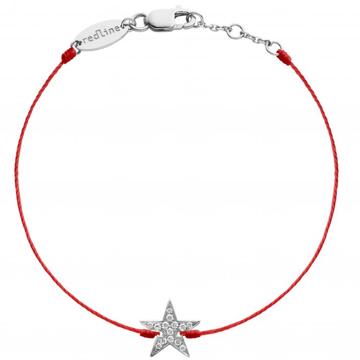 String Bracelet For Women with 0.058ct Star Diamond in White Gold Pavé Setting - Redline - 0++