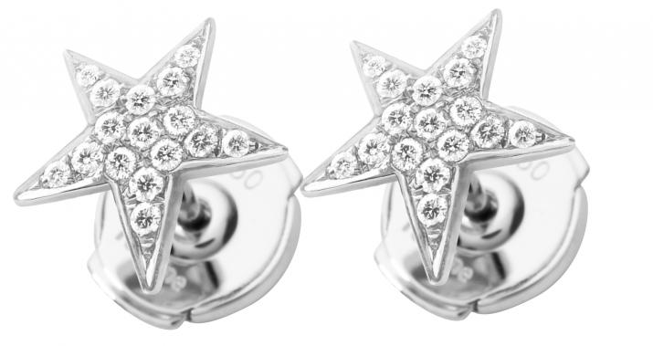 Earrings with 0.116ct Star Diamond in White Gold Bezel Setting - Redline