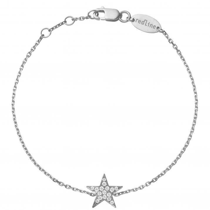 Chain Bracelet For Women with 0.058ct Star Diamond in White Gold Pavé Setting - Redline