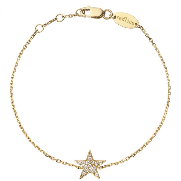 Chain Bracelet For Women with 0.058ct Star Diamond in Yellow Gold Pavé Setting - Redline