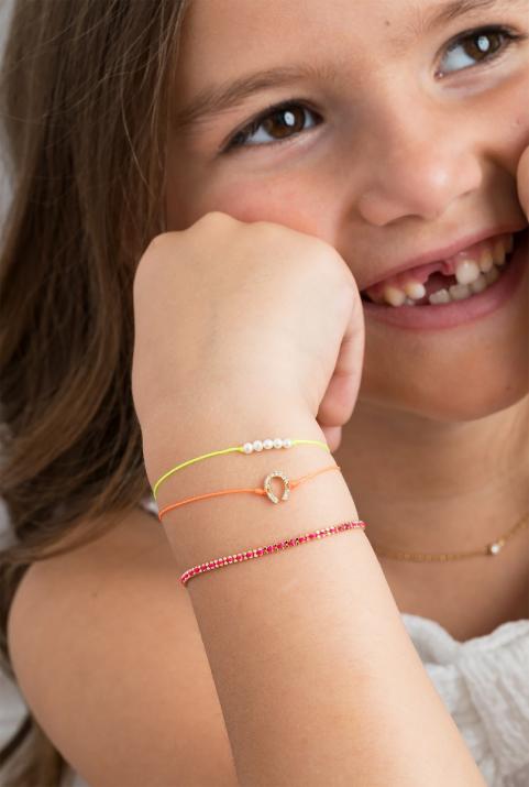 String Bracelet For Women with 0.04ct Round Diamond in Rose Gold Pavé Setting - Redline - 0++