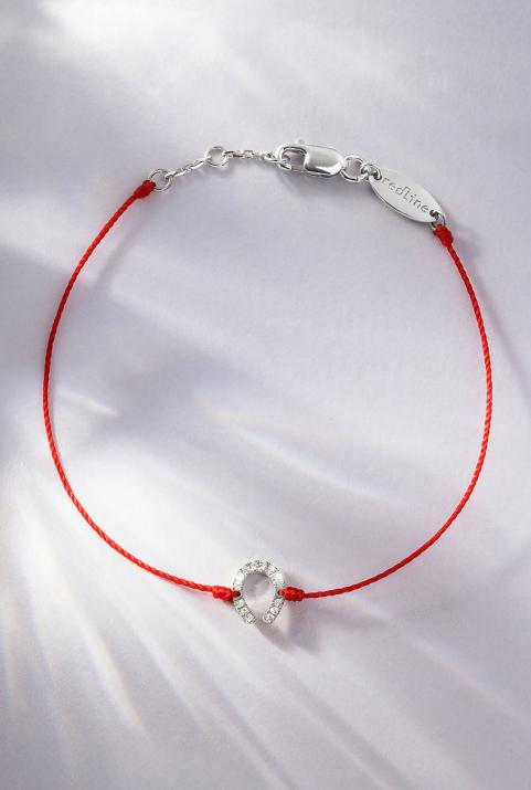 String Bracelet For Women with 0.04ct Round Diamond in White Gold Pavé Setting - Redline - 0++