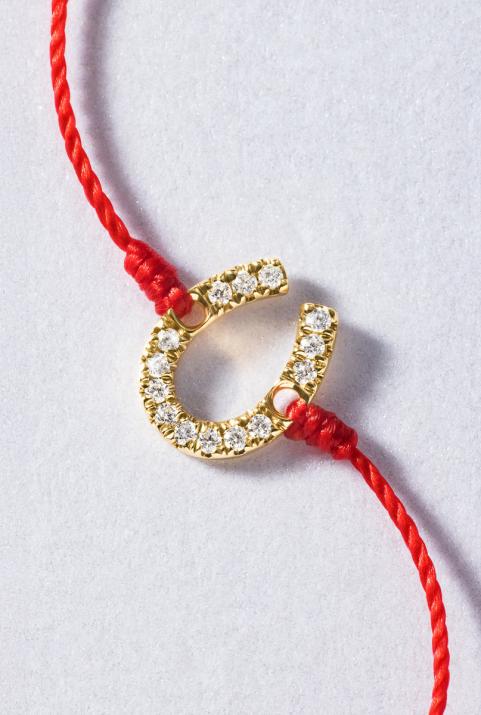 String Bracelet For Women with 0.04ct Round Diamond in Yellow Gold Pavé Setting - Redline - 0++