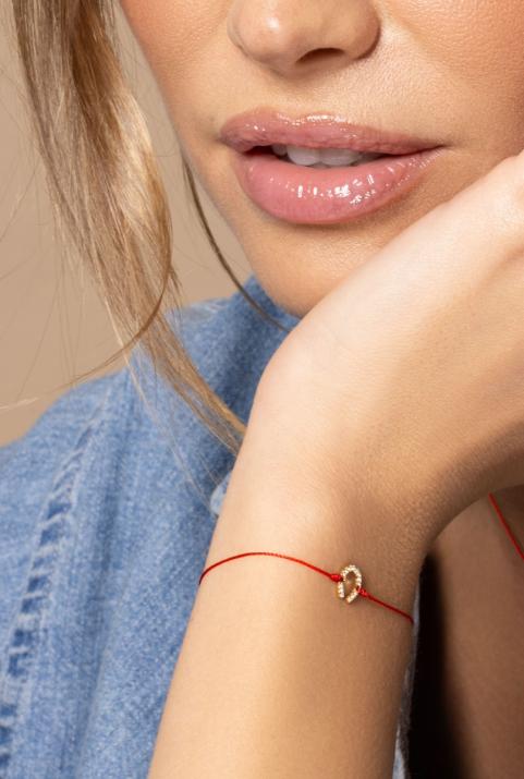 String Bracelet For Women with 0.04ct Round Diamond in Rose Gold Pavé Setting - Redline - 0++