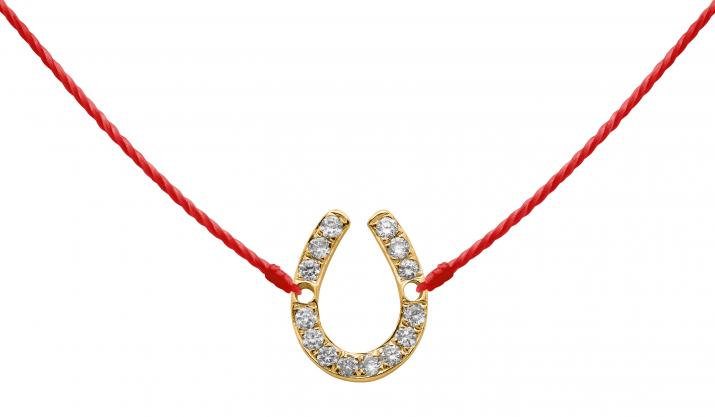String Necklace For Women with 0.04ct Round Diamond in Yellow Gold Pavé Setting - Redline - 0++