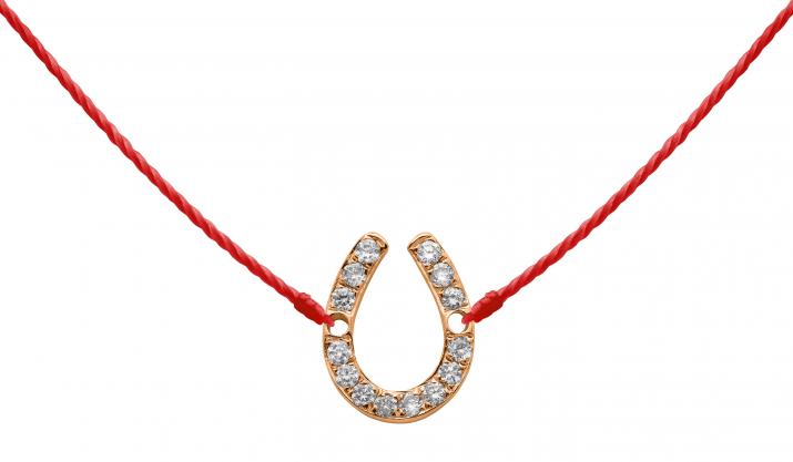 String Necklace For Women with 0.04ct Round Diamond in Rose Gold Pavé Setting - Redline - 0++
