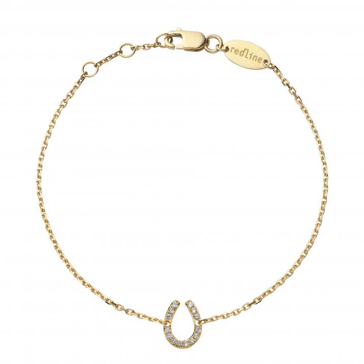 Chain Bracelet For Women with 0.04ct Round Diamond in Yellow Gold Pavé Setting - Redline