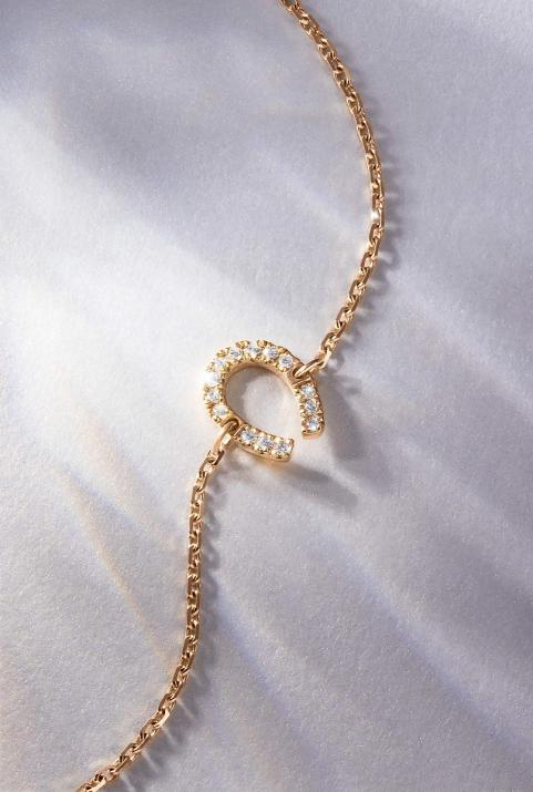 Chain Bracelet For Children with 0.04ct Round Diamond in Rose Gold Pavé Setting - Redline - 0++
