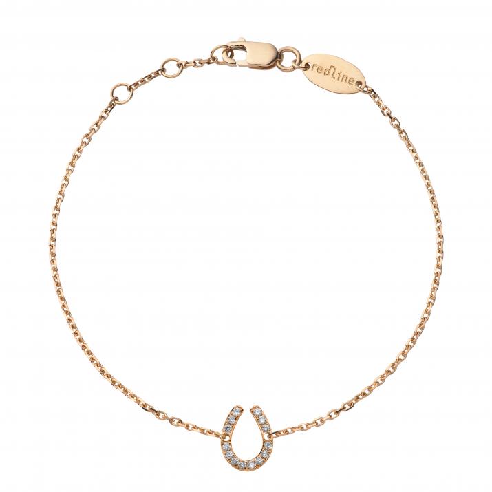 Chain Bracelet For Children with 0.04ct Round Diamond in Rose Gold Pavé Setting - Redline