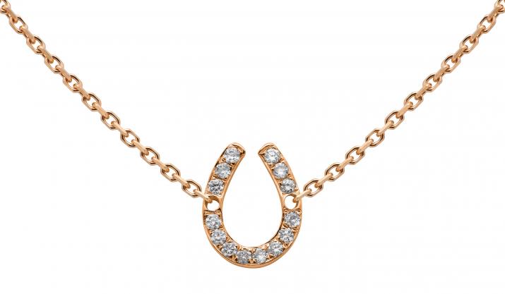 Chain Necklace For Women with 0.04ct Round Diamond in Rose Gold Pavé Setting - Redline