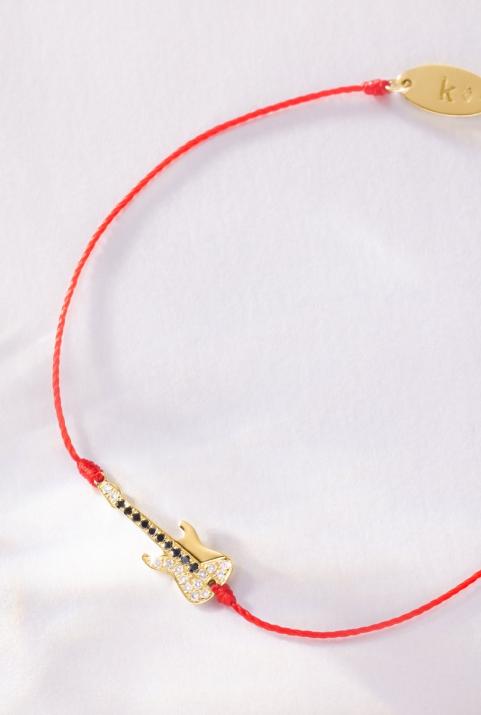 String Bracelet For Women with 0.045ct Round Diamond in Yellow Gold Pavé Setting - Redline - 0++