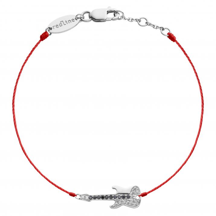 String Bracelet For Women with 0.045ct Round Diamond in White Gold Pavé Setting - Redline - 0++