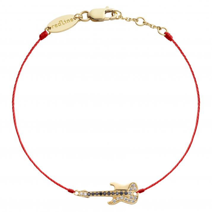 String Bracelet For Women with 0.045ct Round Diamond in Yellow Gold Pavé Setting - Redline - 0++