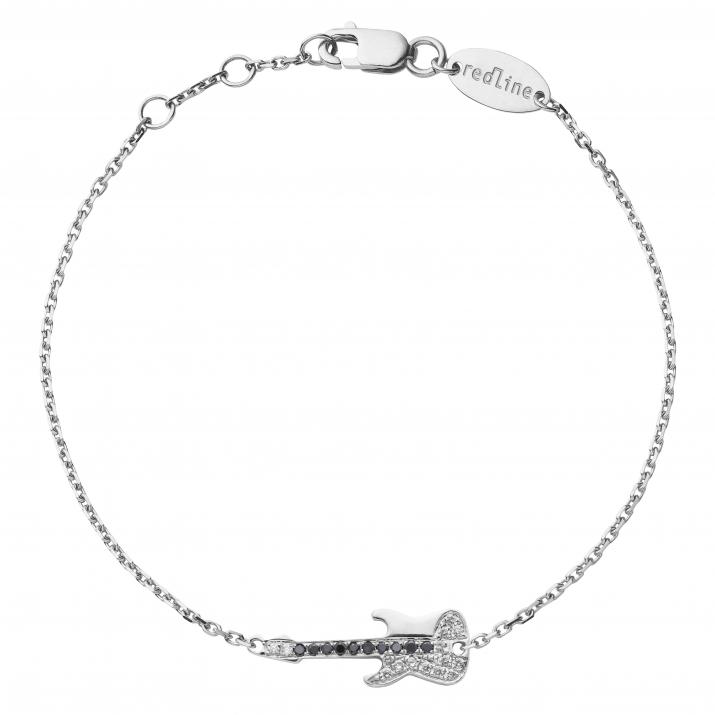 Chain Bracelet For Women with 0.045ct Round Diamond in White Gold Pavé Setting - Redline