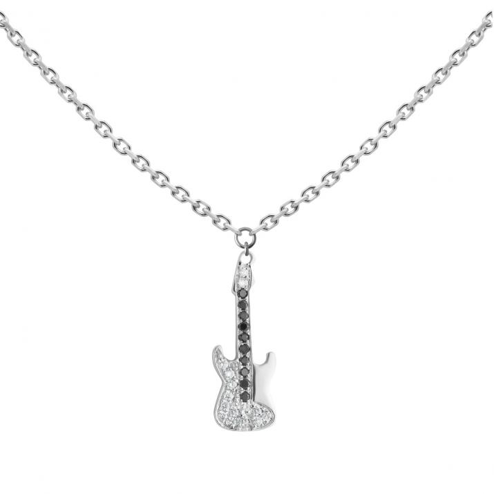 Chain Necklace For Women with 0.045ct Round Diamond in White Gold Pavé Setting - Redline