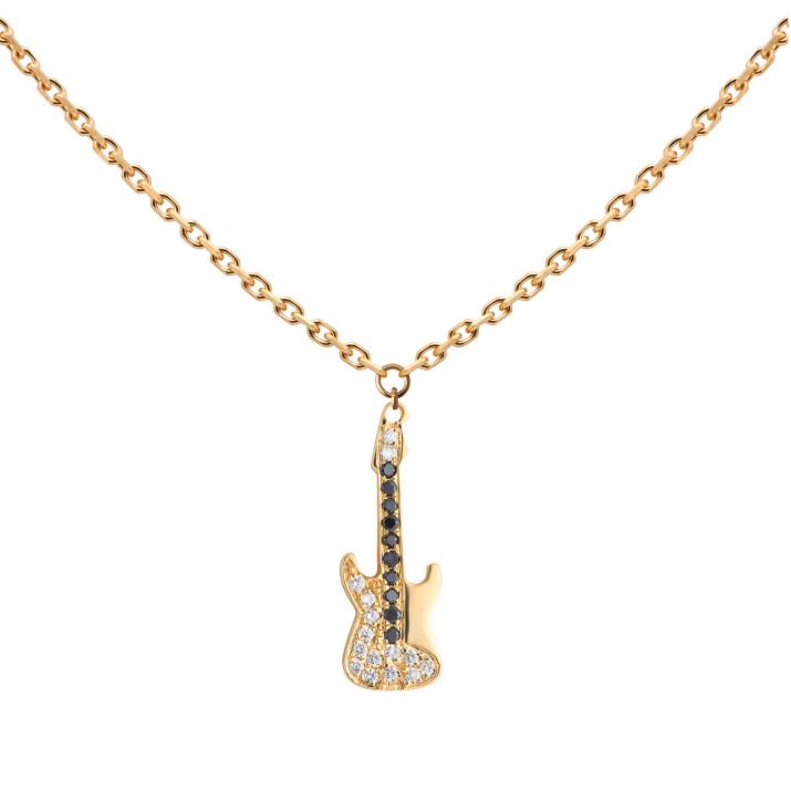 Chain Necklace For Women with 0.045ct Round Diamond in Yellow Gold Pavé Setting - Redline